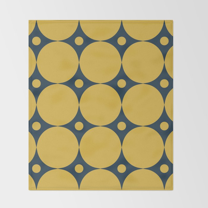 Futura Mid-century Modern Minimalist Abstract Pattern in Mustard Yellow and Navy Blue Throw Blanket Gallery Image 2