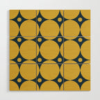 Futura Mid-century Modern Minimalist Abstract Pattern in Mustard Yellow and Navy Blue Wood Wall Art Gallery Image 1