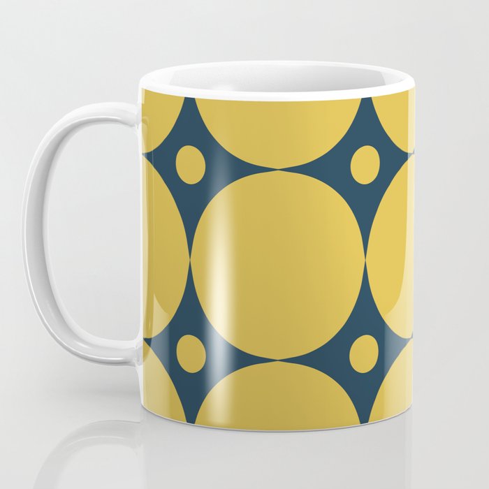 Futura Mid-century Modern Minimalist Abstract Pattern in Mustard Yellow and Navy Blue Coffee Mug Gallery Image 3