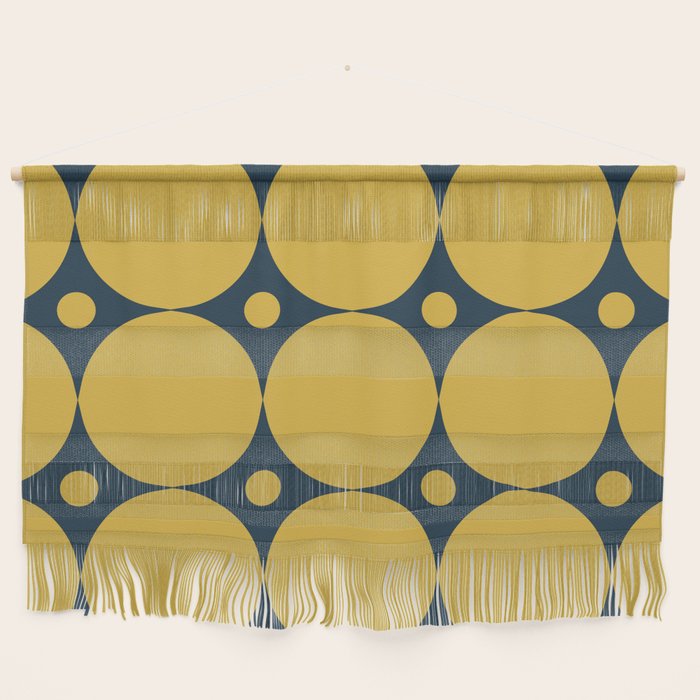 Futura Mid-century Modern Minimalist Abstract Pattern in Mustard Yellow and Navy Blue Wall Hanging Gallery Image 1