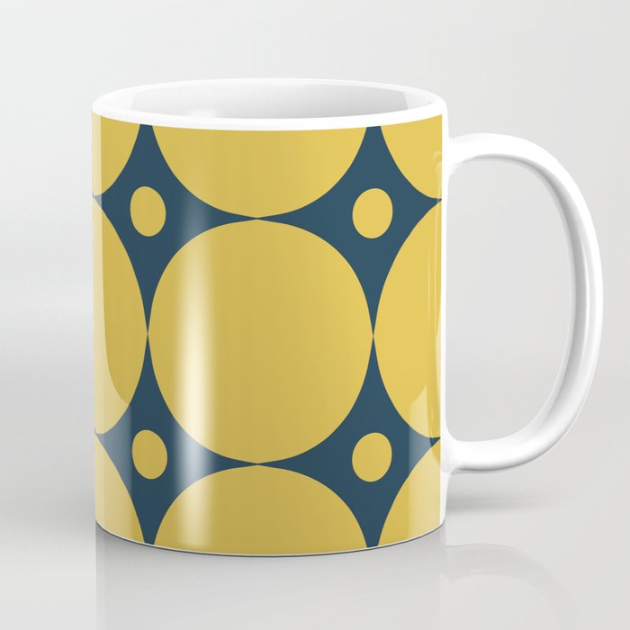 Futura Mid-century Modern Minimalist Abstract Pattern in Mustard Yellow and Navy Blue Coffee Mug Gallery Image 1