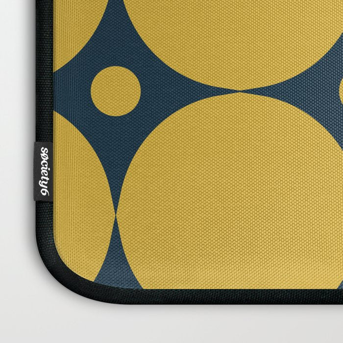 Futura Mid-century Modern Minimalist Abstract Pattern in Mustard Yellow and Navy Blue Laptop Sleeve Gallery Image 3