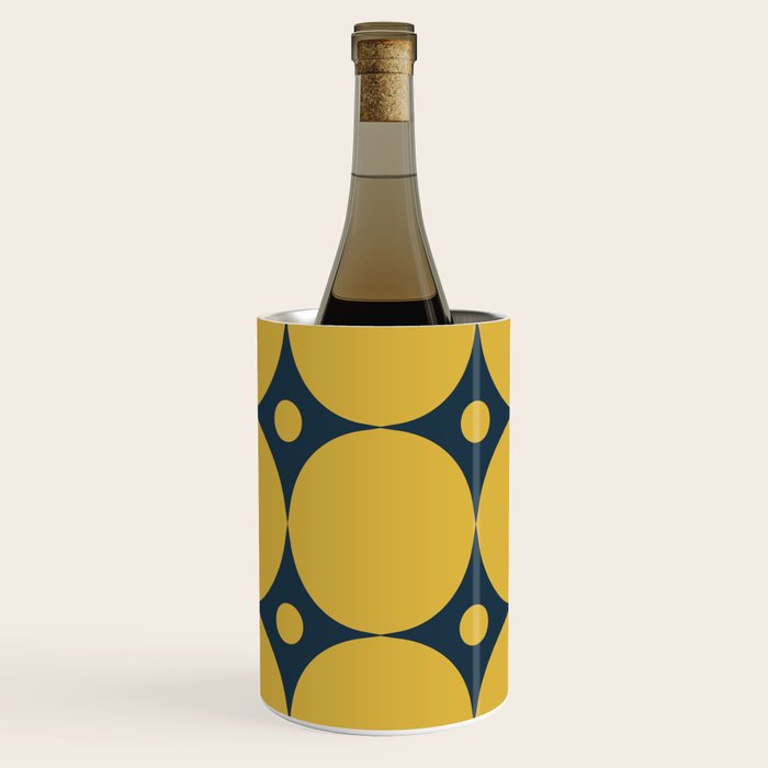 Futura Mid-century Modern Minimalist Abstract Pattern in Mustard Yellow and Navy Blue Wine Chiller Gallery Image 1