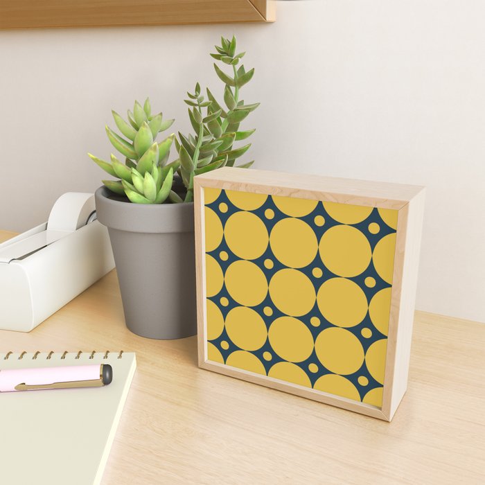 Futura Mid-century Modern Minimalist Abstract Pattern in Mustard Yellow and Navy Blue Mini Art Print Gallery Image 2