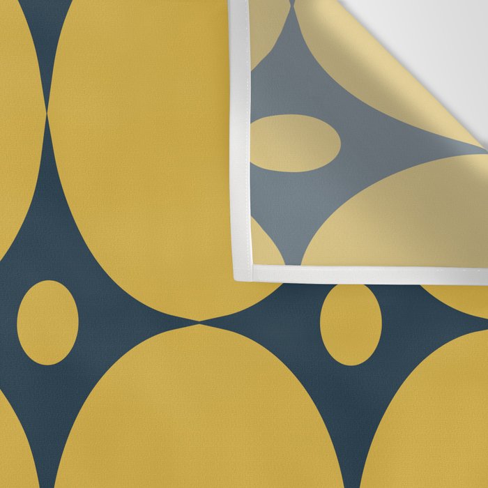 Futura Mid-century Modern Minimalist Abstract Pattern in Mustard Yellow and Navy Blue Wall Tapestry Gallery Image 3
