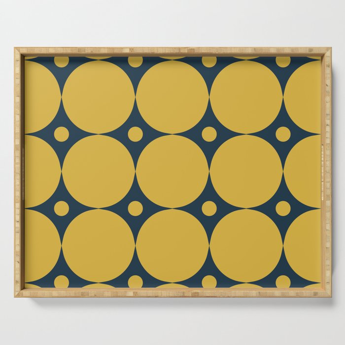 Futura Mid-century Modern Minimalist Abstract Pattern in Mustard Yellow and Navy Blue Serving Tray Gallery Image 1