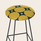 Futura Mid-century Modern Minimalist Abstract Pattern in Mustard Yellow and Navy Blue Stool Gallery Image 2