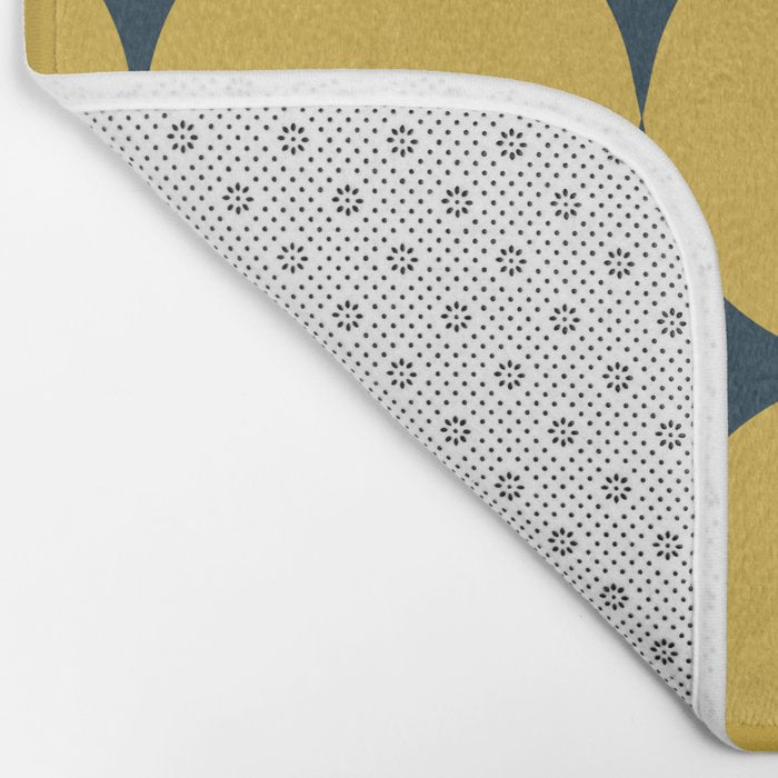 Futura Mid-century Modern Minimalist Abstract Pattern in Mustard Yellow and Navy Blue Bath Mat Gallery Image 2