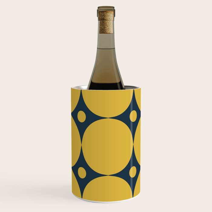 Futura Mid-century Modern Minimalist Abstract Pattern in Mustard Yellow and Navy Blue Wine Chiller Gallery Image 3