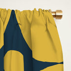 Futura Mid-century Modern Minimalist Abstract Pattern in Mustard Yellow and Navy Blue Window Curtain Gallery Image 2
