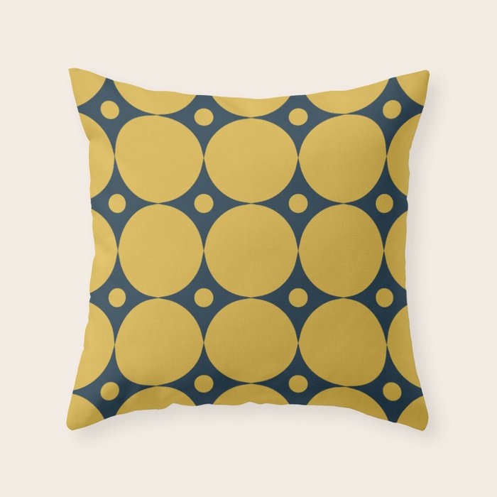 Futura Mid-century Modern Minimalist Abstract Pattern in Mustard Yellow and Navy Blue Throw Pillow Gallery Image 6