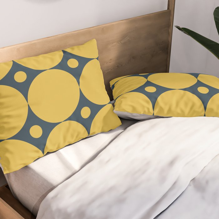 Futura Mid-century Modern Minimalist Abstract Pattern in Mustard Yellow and Navy Blue Pillow Sham Gallery Image 2