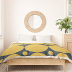 Futura Mid-century Modern Minimalist Abstract Pattern in Mustard Yellow and Navy Blue Duvet Cover Gallery Image 3