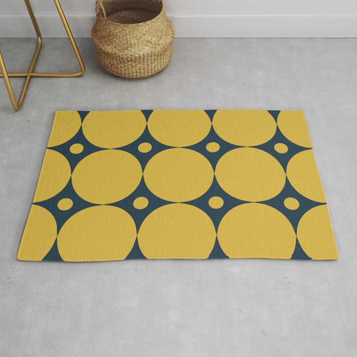 Futura Mid-century Modern Minimalist Abstract Pattern in Mustard Yellow and Navy Blue Rug Gallery Image 1