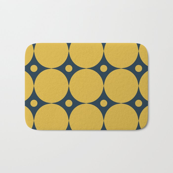 Futura Mid-century Modern Minimalist Abstract Pattern in Mustard Yellow and Navy Blue Bath Mat Gallery Image 1