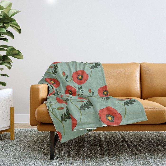 Red Poppy Throw Blanket Gallery Image 1