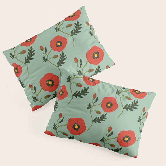 Red Poppy Pillow Sham Gallery Image 1