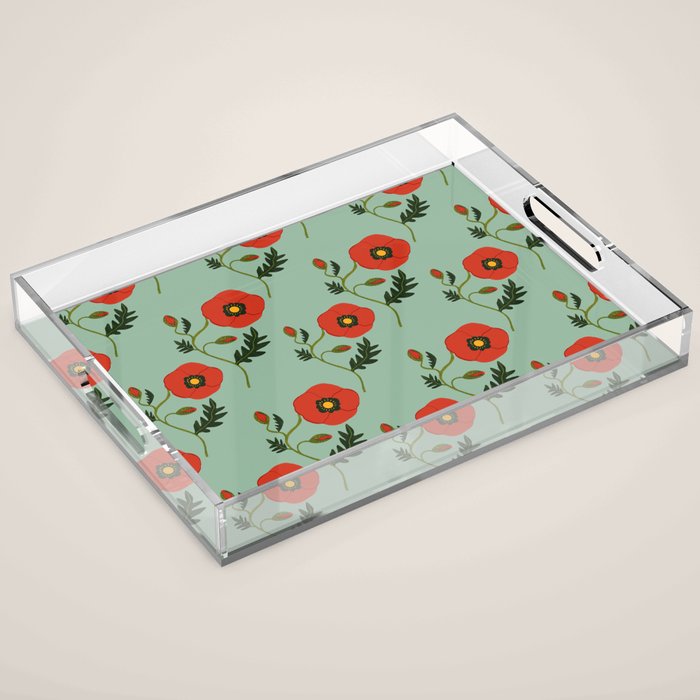 Red Poppy Acrylic Tray Gallery Image 1