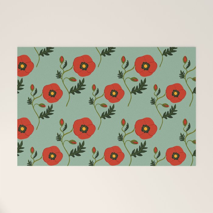 Red Poppy Welcome Mat