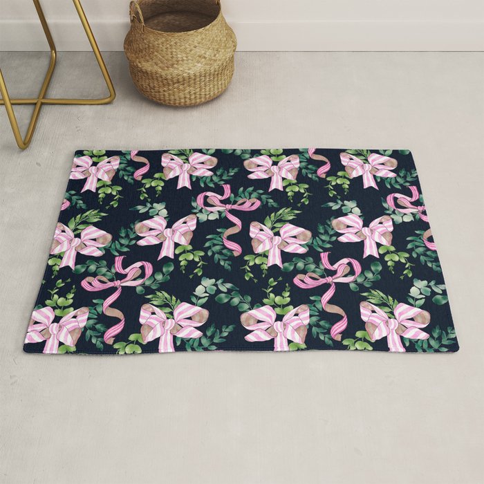 Whimsical Cheerful Bows Plants Rug Gallery Image 1