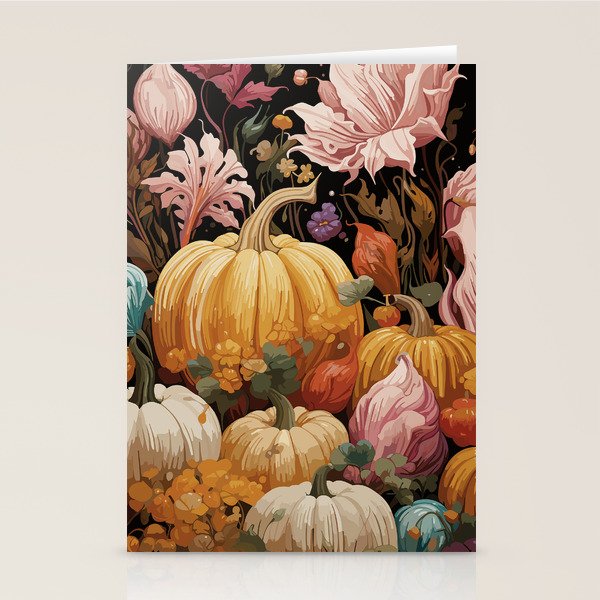 Patchwork of Autumn Pumpkin Art Stationery Card Gallery Image 1
