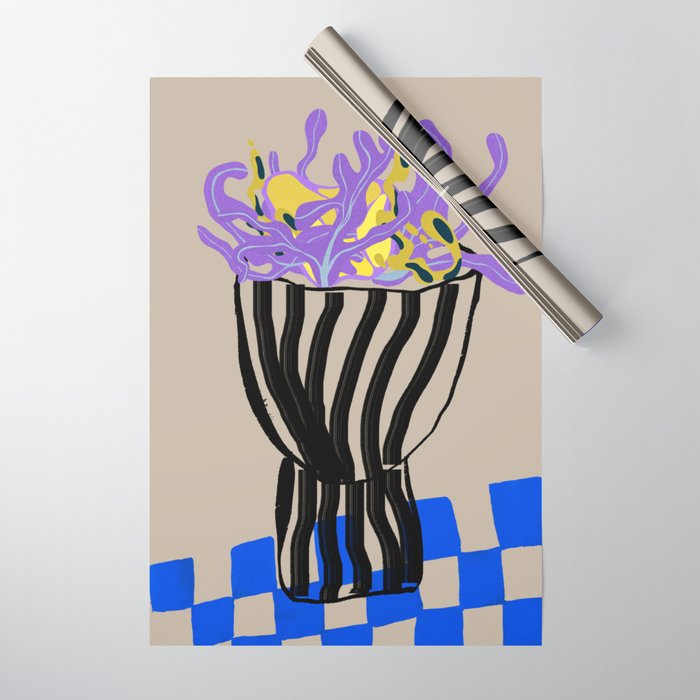 Modern Vase of Flowers Wrapping Paper Gallery Image 1