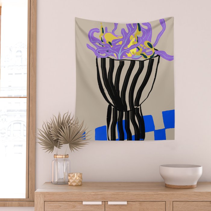 Modern Vase of Flowers Wall Tapestry Gallery Image 2