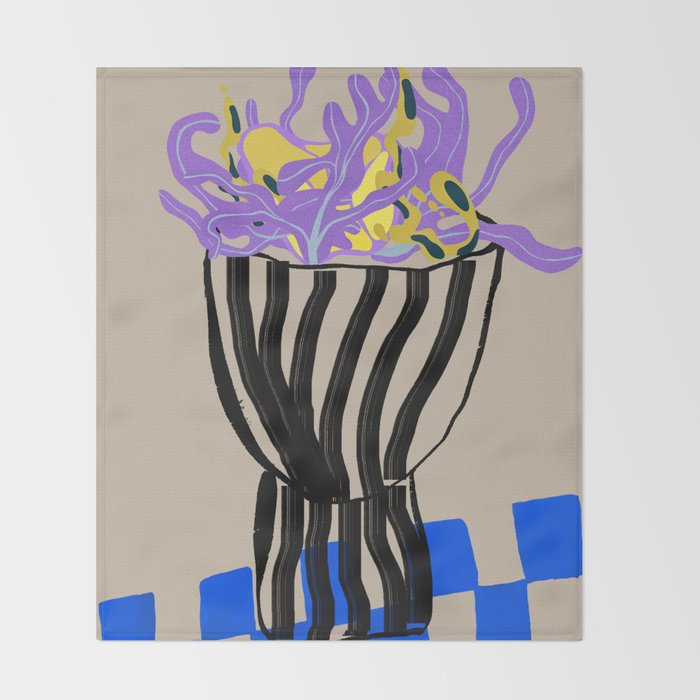 Modern Vase of Flowers Throw Blanket Gallery Image 2