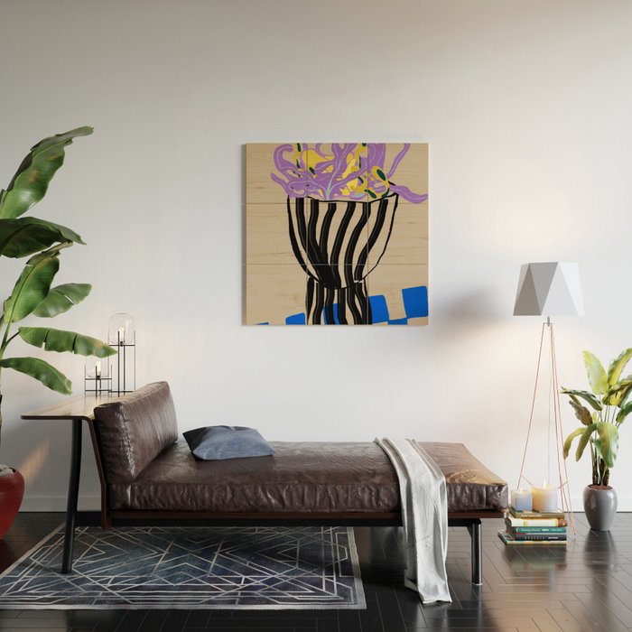 Modern Vase of Flowers Wood Wall Art Gallery Image 2