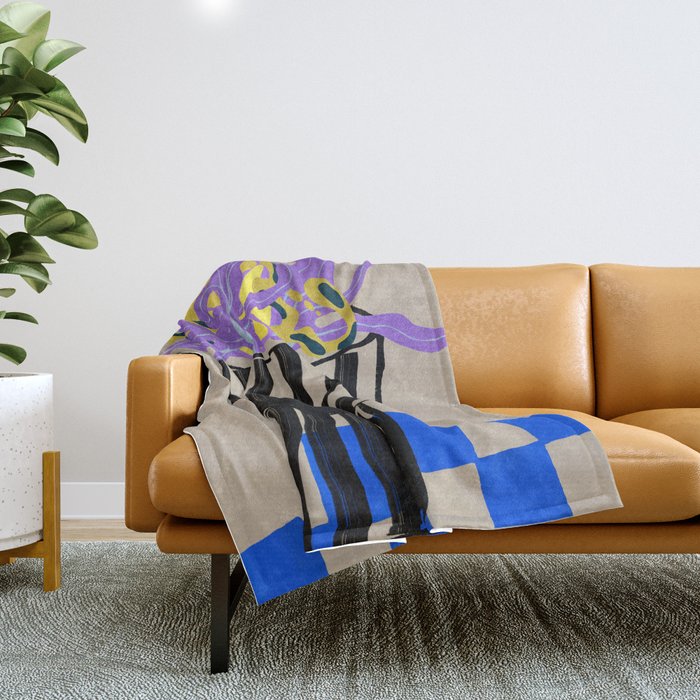 Modern Vase of Flowers Throw Blanket Gallery Image 1