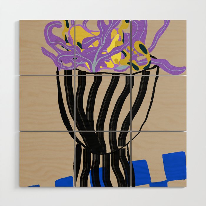 Modern Vase of Flowers Wood Wall Art Gallery Image 1