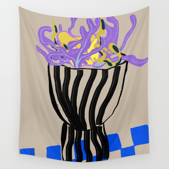 Modern Vase of Flowers Wall Tapestry Gallery Image 1