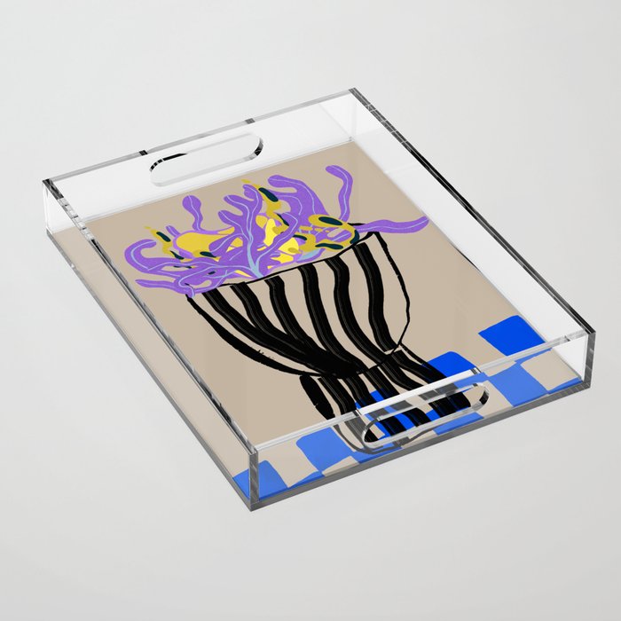 Modern Vase of Flowers Acrylic Tray Gallery Image 1