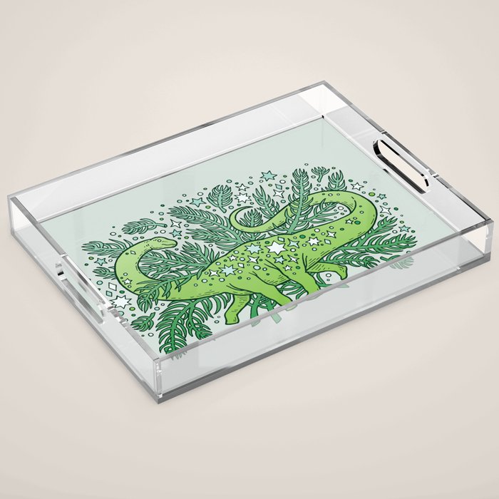Evergreen Apatosaurus | Dinosaur Cosmic Festive Art Acrylic Tray Gallery Image 1