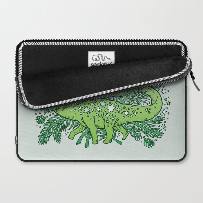 Evergreen Apatosaurus | Dinosaur Cosmic Festive Art Laptop Sleeve Gallery Image 2