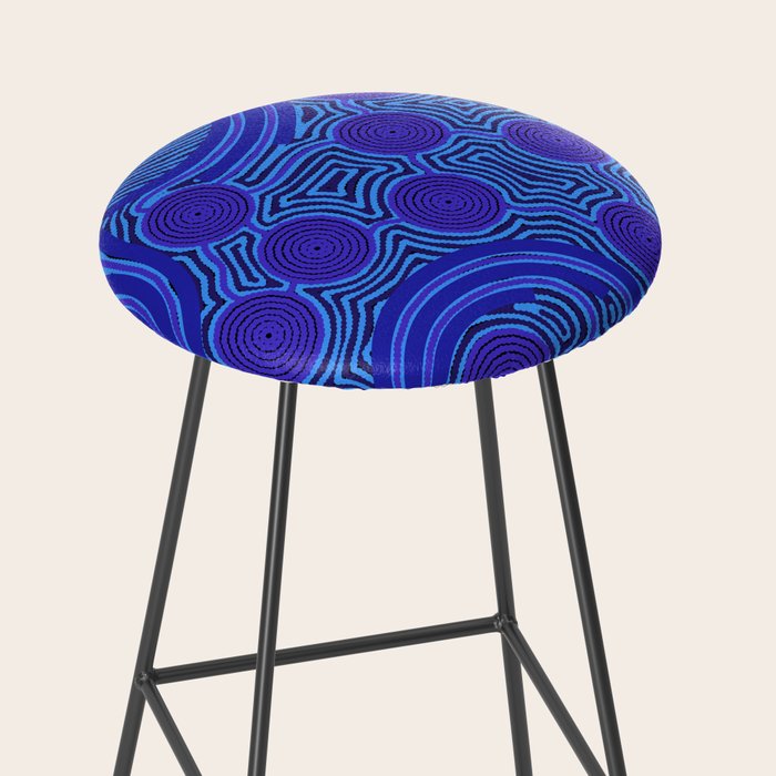 The Rivers around Us (blue) - Authentic Aboriginal Art Stool Gallery Image 2