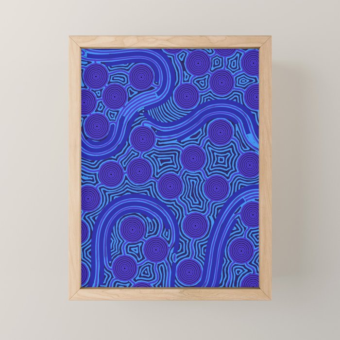 The Rivers around Us (blue) - Authentic Aboriginal Art Mini Art Print