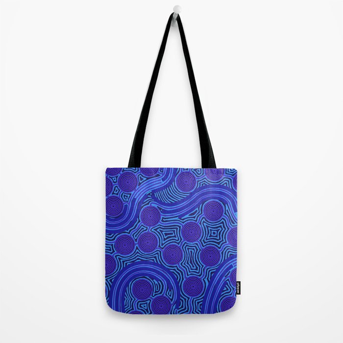The Rivers around Us (blue) - Authentic Aboriginal Art Tote Bag Gallery Image 2