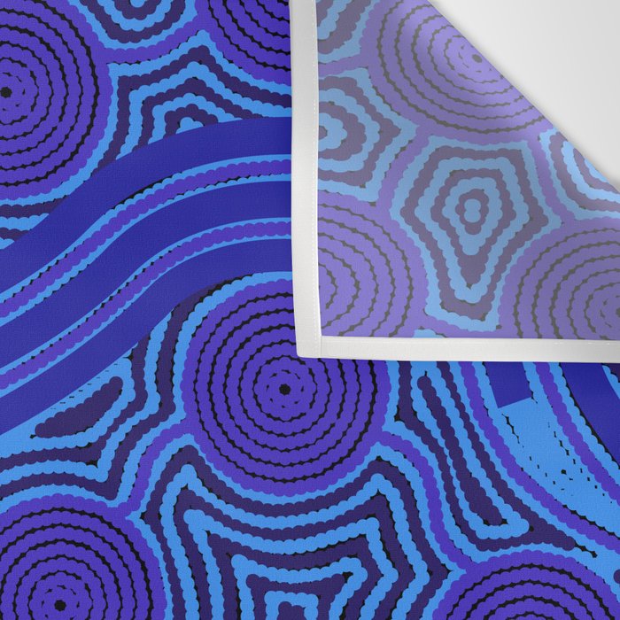 The Rivers around Us (blue) - Authentic Aboriginal Art Wall Tapestry Gallery Image 3