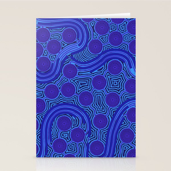 The Rivers around Us (blue) - Authentic Aboriginal Art Stationery Card Gallery Image 1