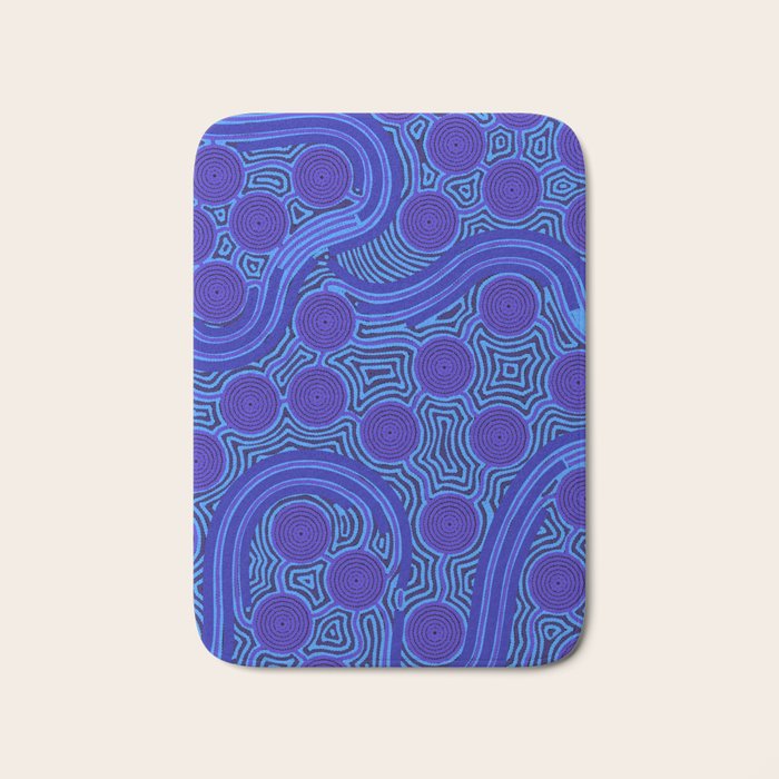 The Rivers around Us (blue) - Authentic Aboriginal Art Bath Mat Gallery Image 1