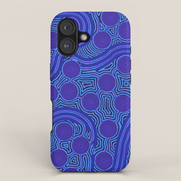 The Rivers around Us (blue) - Authentic Aboriginal Art iPhone Case Gallery Image 1