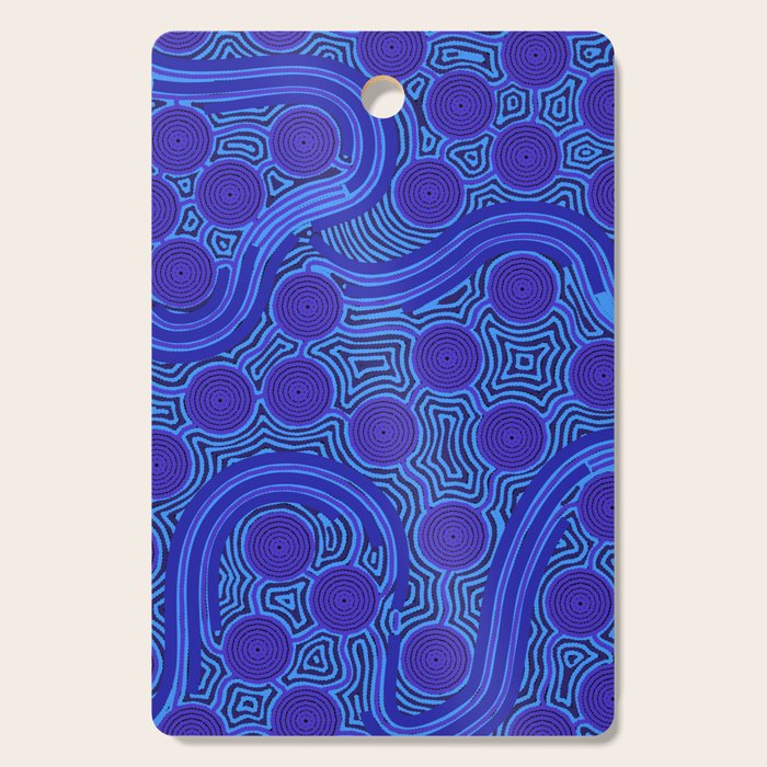The Rivers around Us (blue) - Authentic Aboriginal Art Cutting Board Gallery Image 1