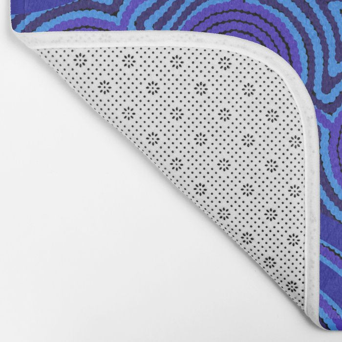 The Rivers around Us (blue) - Authentic Aboriginal Art Bath Mat Gallery Image 2