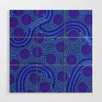 The Rivers around Us (blue) - Authentic Aboriginal Art Wood Wall Art Gallery Image 1