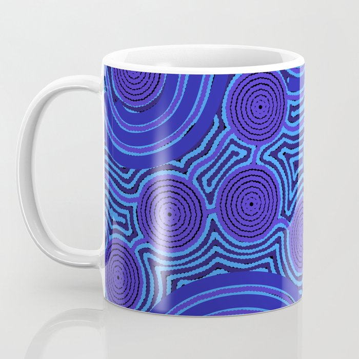 The Rivers around Us (blue) - Authentic Aboriginal Art Coffee Mug Gallery Image 3