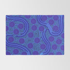 The Rivers around Us (blue) - Authentic Aboriginal Art Rug Gallery Image 2