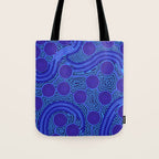 The Rivers around Us (blue) - Authentic Aboriginal Art Tote Bag Gallery Image 1