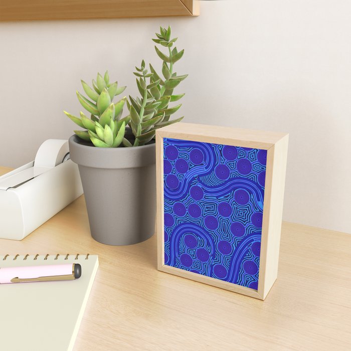 The Rivers around Us (blue) - Authentic Aboriginal Art Mini Art Print Gallery Image 2