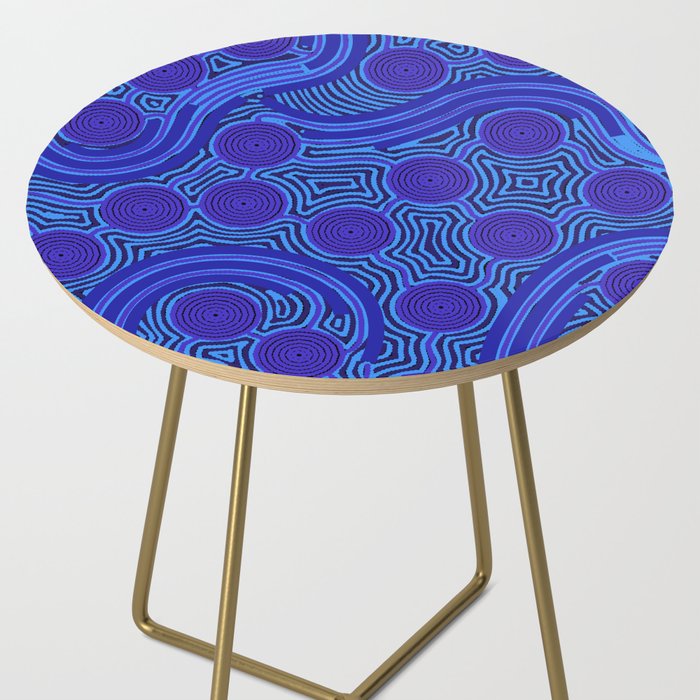The Rivers around Us (blue) - Authentic Aboriginal Art Side Table Gallery Image 2